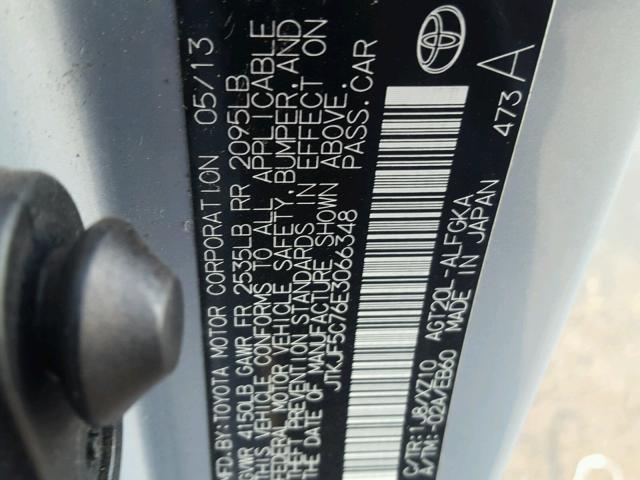 JTKJF5C76E3066348 - 2014 TOYOTA SCION TC 银色 照片 10