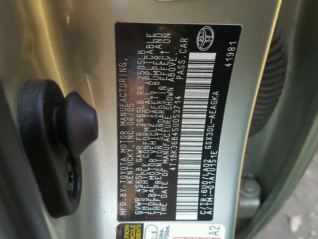 4T1BK36B45U053714 - 2005 TOYOTA AVALON XL SILVER photo 10