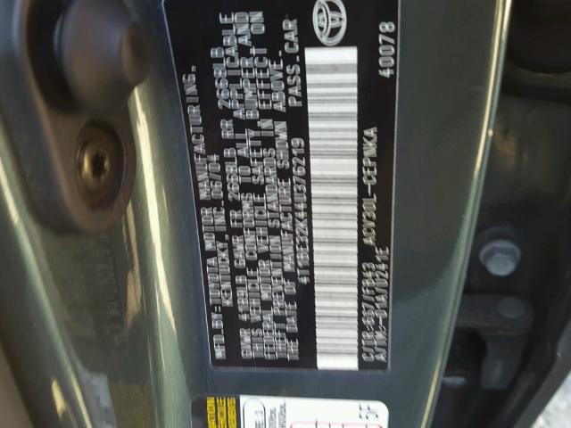 4T1BE32K44U376219 - 2004 TOYOTA CAMRY LE 绿色 照片 10