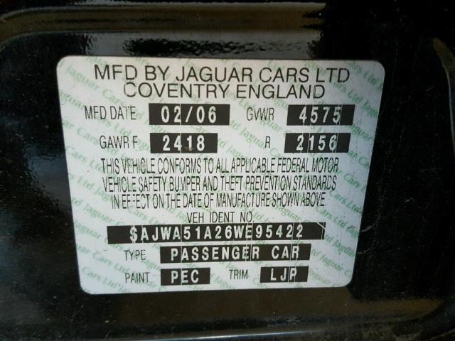 SAJWA51A26WE95422 - 2006 JAGUAR X-TYPE 3.0 BLACK photo 10