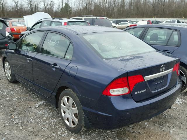 2HGFA16589H537483 - 2009 HONDA CIVIC LX BLUE photo 3