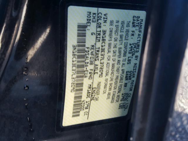 3N1BC13E37L372090 - 2007 NISSAN VERSA S BLACK photo 10