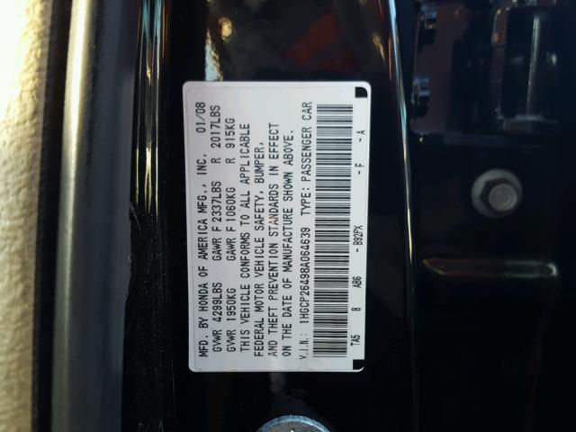 1HGCP26498A064639 - 2008 HONDA ACCORD LXP BLACK photo 10