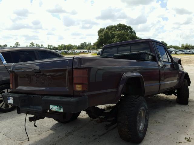 1JTMP65P1JT083572 - 1988 JEEP COMANCHE P MAROON photo 4