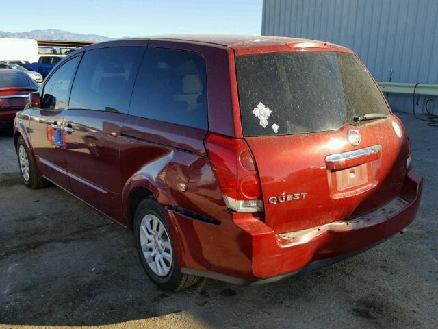 5N1BV28U47N119255 - 2007 NISSAN QUEST S BURGUNDY photo 3