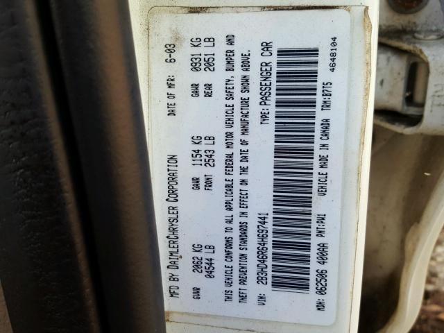 2B3HD46R64H697441 - 2004 DODGE INTREPID S Ağ foto 10