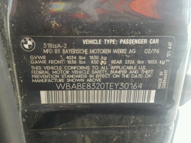 WBABE8320TEY30164 - 1996 BMW 318 IS AUT BLACK photo 10