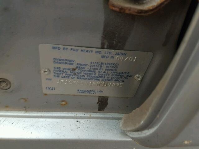 JF1SF65612H714835 - 2002 SUBARU FORESTER S 银色 照片 10