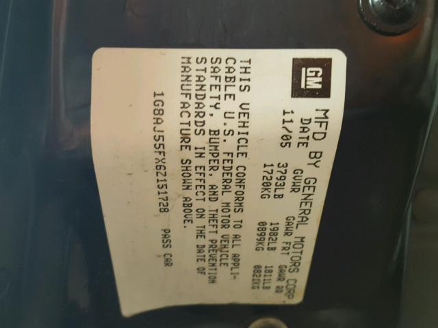 1G8AJ55FX6Z151728 - 2006 SATURN ION LEVEL WHITE photo 10