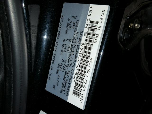 JM1BL1H40A1325076 - 2010 MAZDA SPEED 3 BLACK photo 10