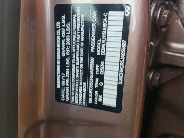 SJKCH5CR5JA055887 - 2018 INFINITI QX30 BASE BROWN photo 10