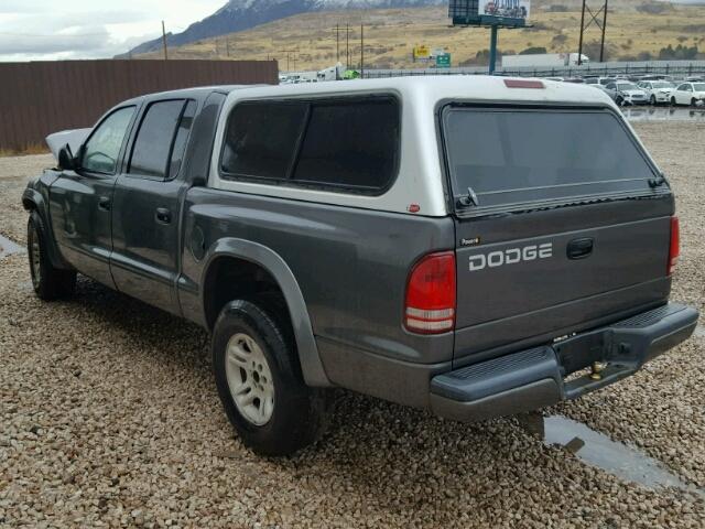 1B7HL38NX2S620048 - 2002 DODGE DAKOTA QUA GRAY photo 3