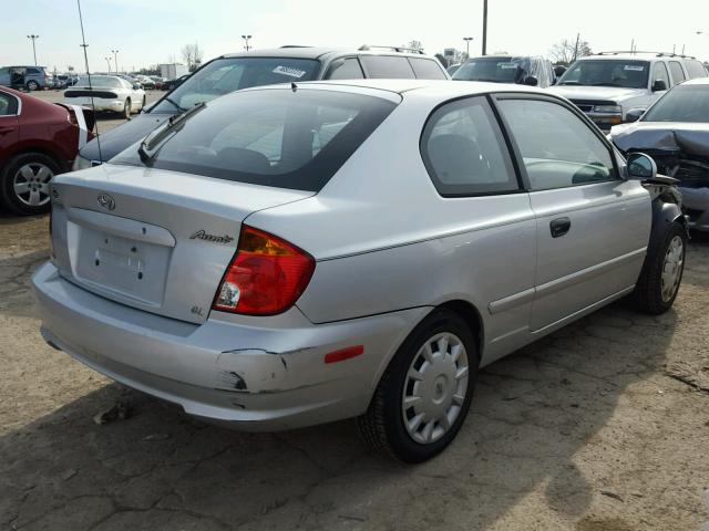 KMHCG35C33U241413 - 2003 HYUNDAI ACCENT GL SILVER photo 4