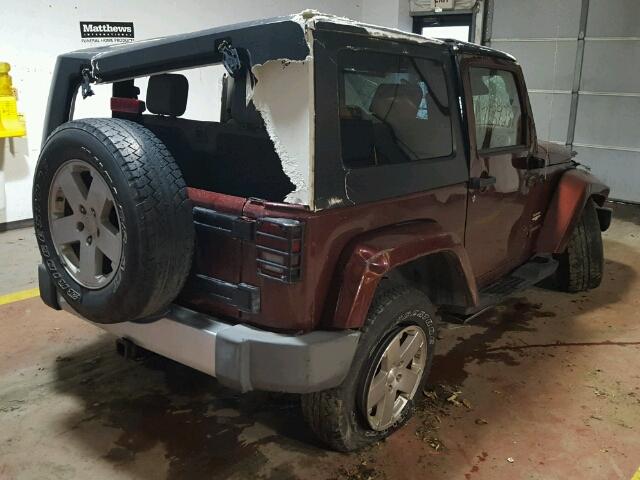 1J4FA54168L512776 - 2008 JEEP WRANGLER S MAROON photo 4