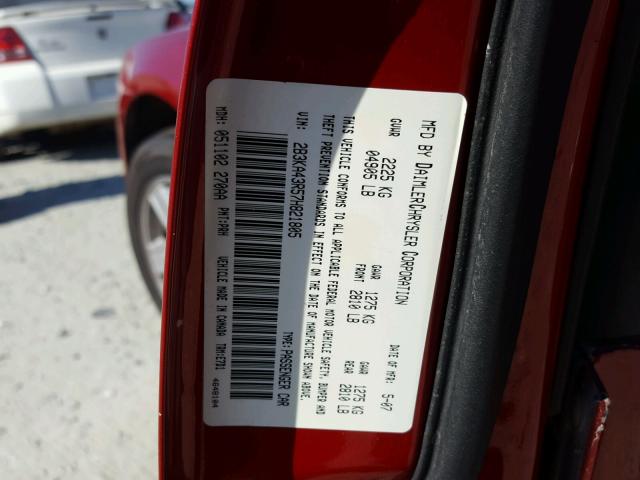 2B3KA43R57H821805 - 2007 DODGE CHARGER SE RED photo 10