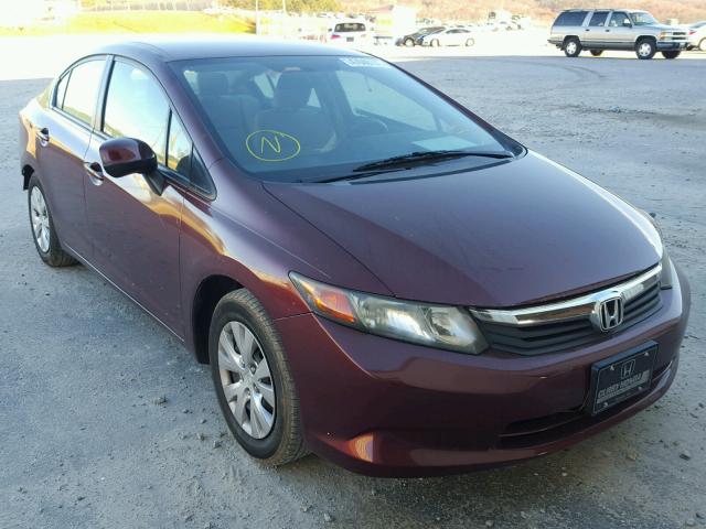 2HGFB2F54CH537572 - 2012 HONDA CIVIC LX MAROON photo 1