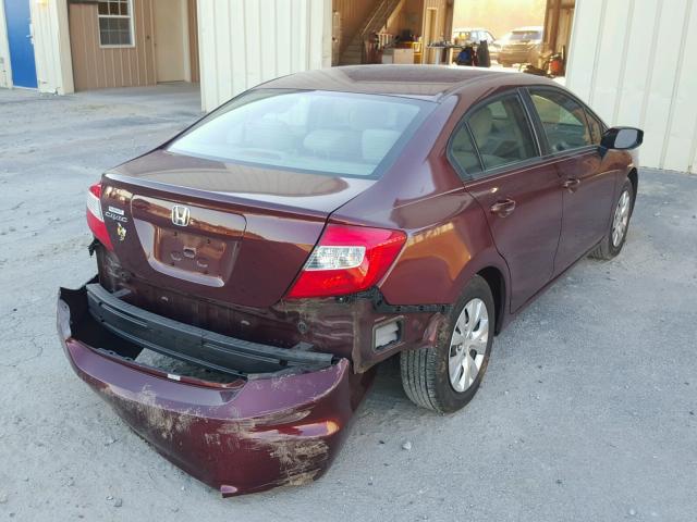 2HGFB2F54CH537572 - 2012 HONDA CIVIC LX MAROON photo 4