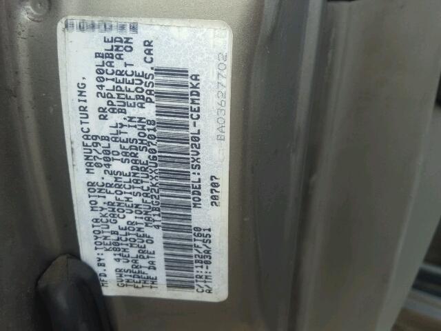 4T1BG22KXXU607018 - 1999 TOYOTA CAMRY CE GRAY photo 10