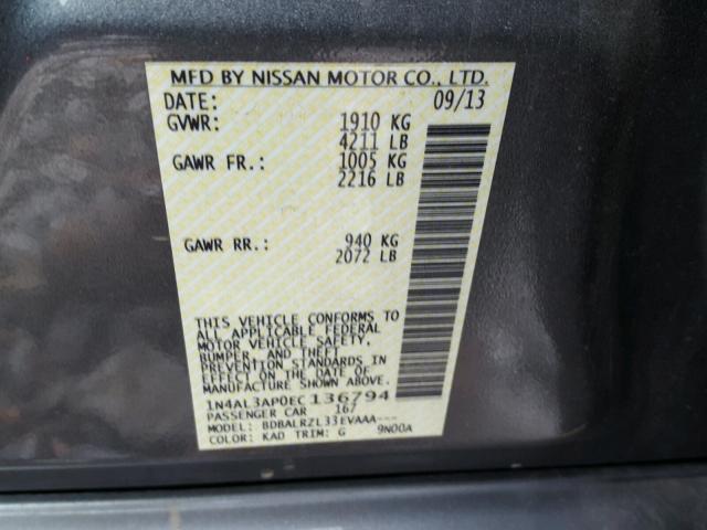 1N4AL3AP0EC136794 - 2014 NISSAN ALTIMA 2.5 CHARCOAL photo 10