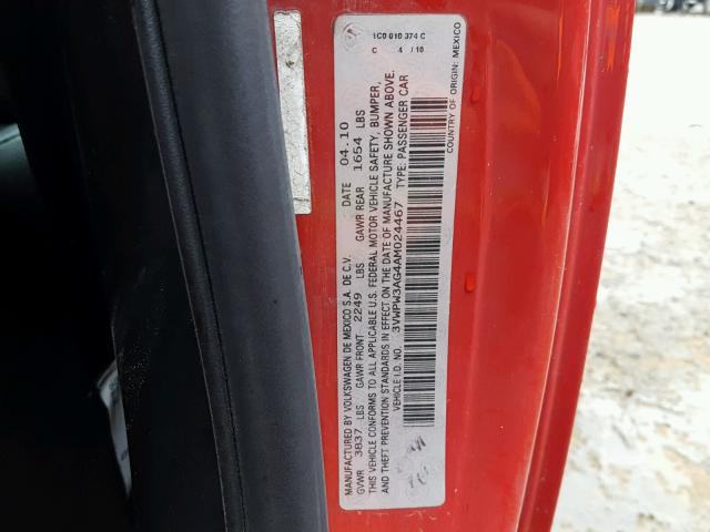 3VWPW3AG4AM024467 - 2010 VOLKSWAGEN NEW BEETLE Qırmızı foto 10