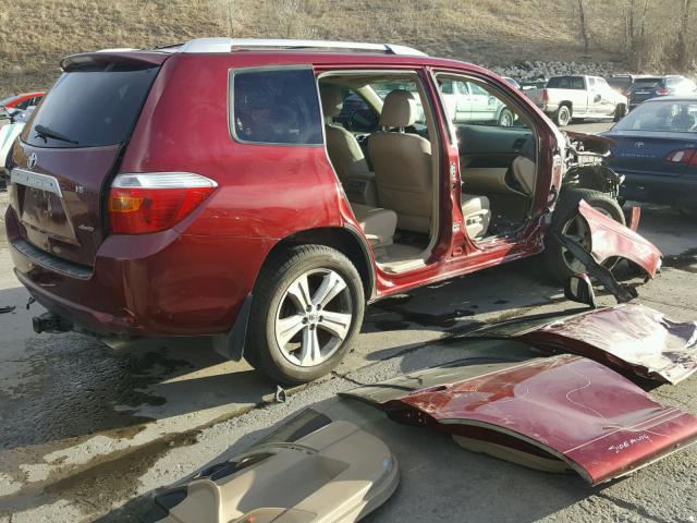 JTEES42A482067211 - 2008 TOYOTA HIGHLANDER MAROON photo 4