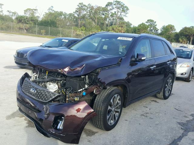 5XYKW4A77EG449803 - 2014 KIA SORENTO SX BURGUNDY photo 2