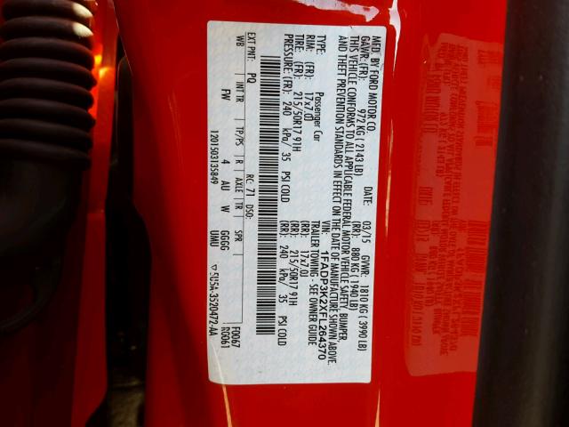 1FADP3K2XFL264370 - 2015 FORD FOCUS SE RED photo 10