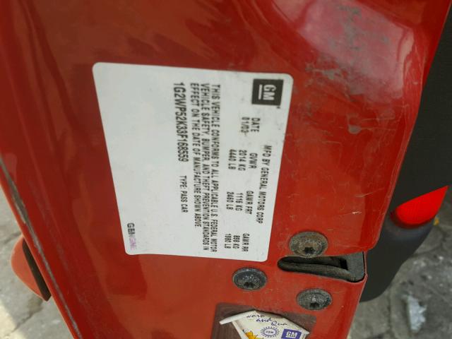 1G2WP52K33F168559 - 2003 PONTIAC GRAND PRIX RED photo 10