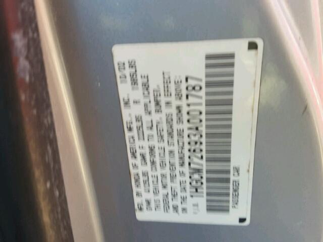 1HGCM72693A001787 - 2003 HONDA ACCORD EX SILVER photo 10