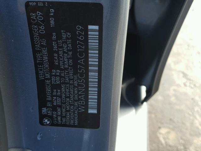 WBANU5C57AC127629 - 2010 BMW 528 I GRAY photo 10