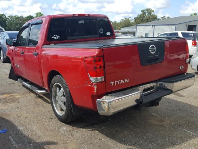 1N6BA07A65N543896 - 2005 NISSAN TITAN XE RED photo 3