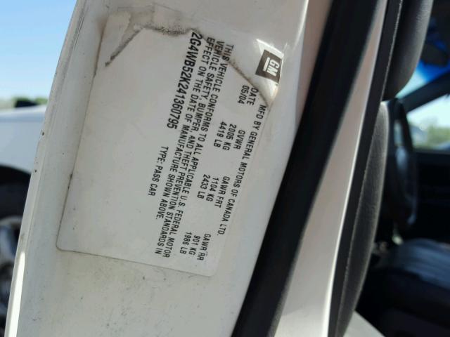 2G4WB52K241360795 - 2004 BUICK REGAL LS WHITE photo 10