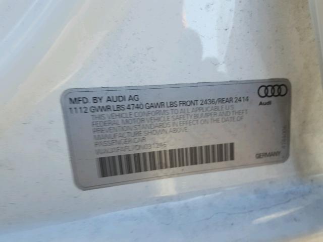 WAUAFAFL7DN031245 - 2013 AUDI A4 PREMIUM WHITE photo 10