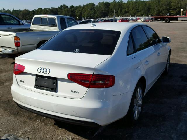 WAUAFAFL7DN031245 - 2013 AUDI A4 PREMIUM WHITE photo 4