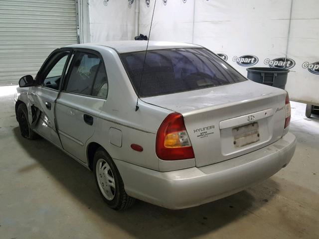 KMHCG45C52U386831 - 2002 HYUNDAI ACCENT GL SILVER photo 3