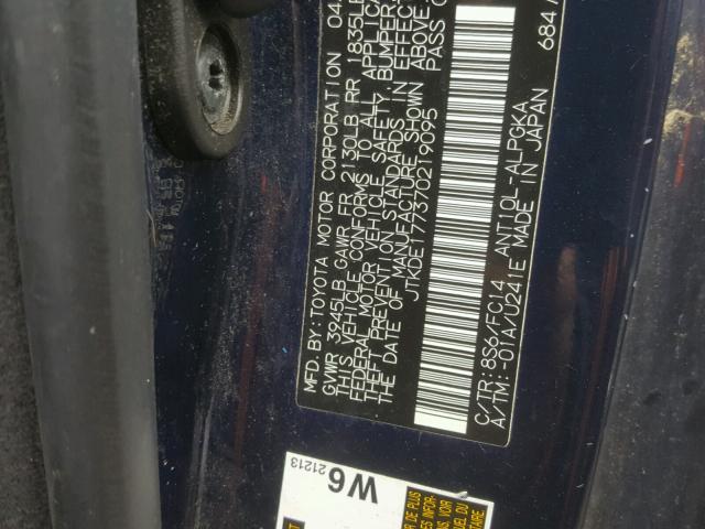 JTKDE177370219095 - 2007 TOYOTA SCION TC 蓝色 照片 10