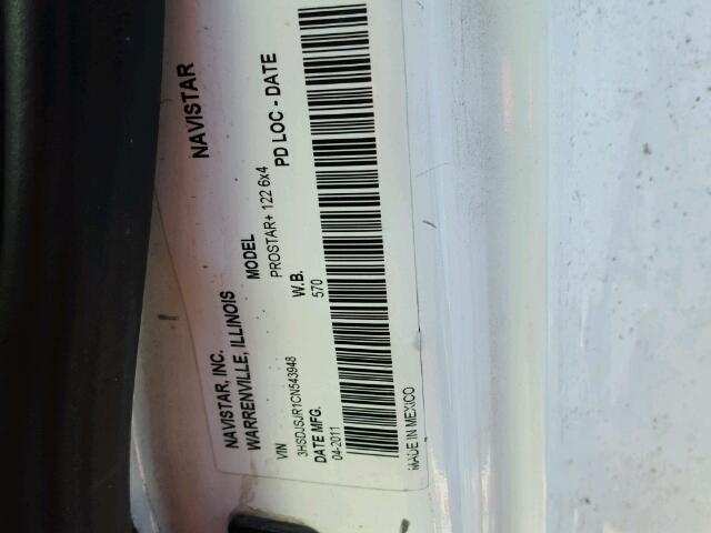 3HSDJSJR1CN543948 - 2012 INTERNATIONAL PROSTAR 白色 照片 10