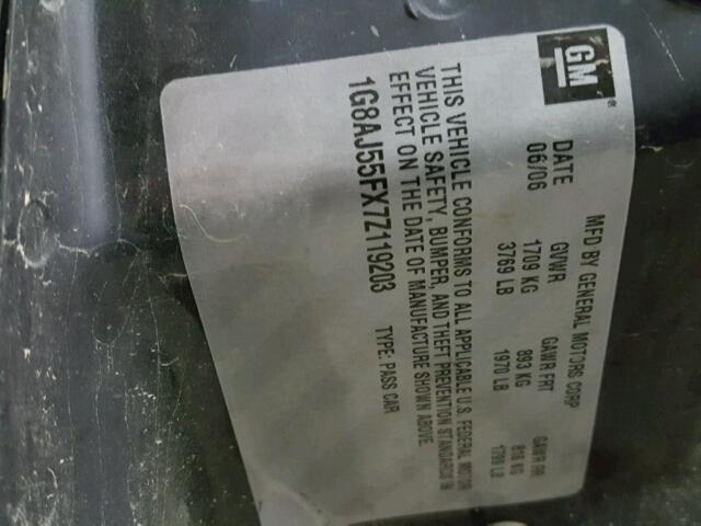 1G8AJ55FX7Z119203 - 2007 SATURN ION LEVEL SILVER photo 10