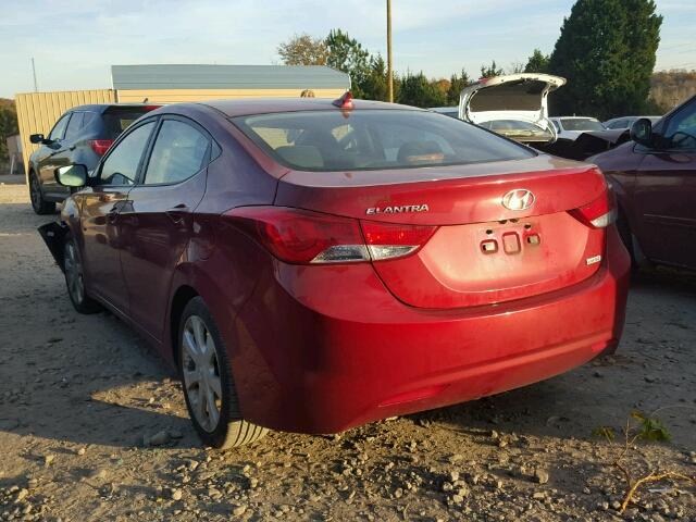 KMHDH4AE9DU660141 - 2013 HYUNDAI ELANTRA GL RED photo 3