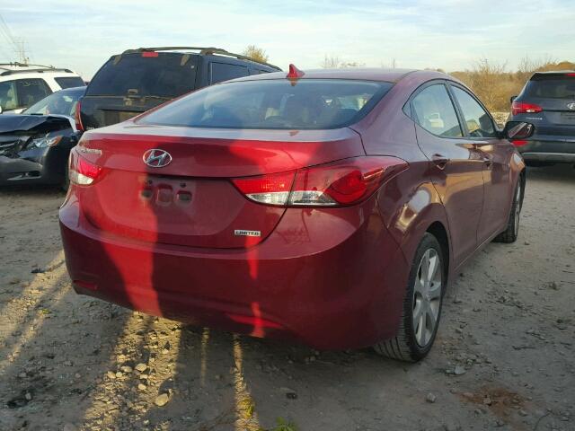 KMHDH4AE9DU660141 - 2013 HYUNDAI ELANTRA GL RED photo 4