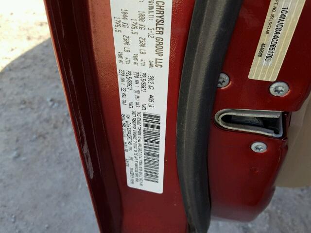 1C4NJCBA4CD651705 - 2012 JEEP COMPASS SP MAROON photo 10