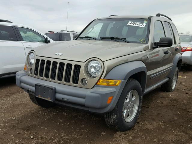 1J4GL48K05W679575 - 2005 JEEP LIBERTY SP TAN photo 2