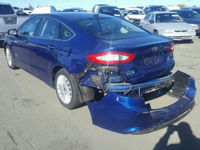 3FA6P0PU8GR116156 - 2016 FORD FUSION SE BLUE photo 3