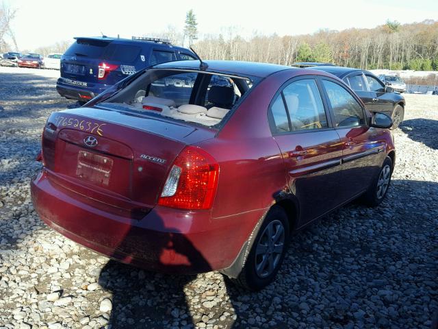 KMHCN46C19U344039 - 2009 HYUNDAI ACCENT GLS RED photo 4