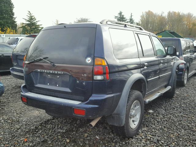 JA4LS21H73J041385 - 2003 MITSUBISHI MONTERO SP BLUE photo 4