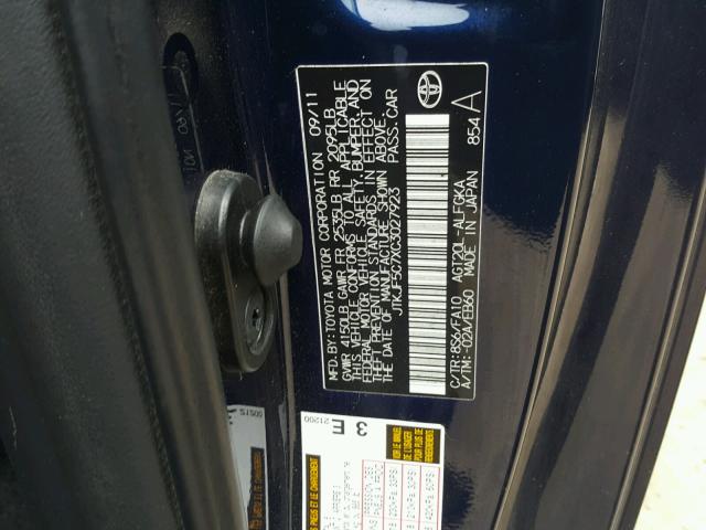 JTKJF5C7XC3027923 - 2012 TOYOTA SCION TC 蓝色 照片 10