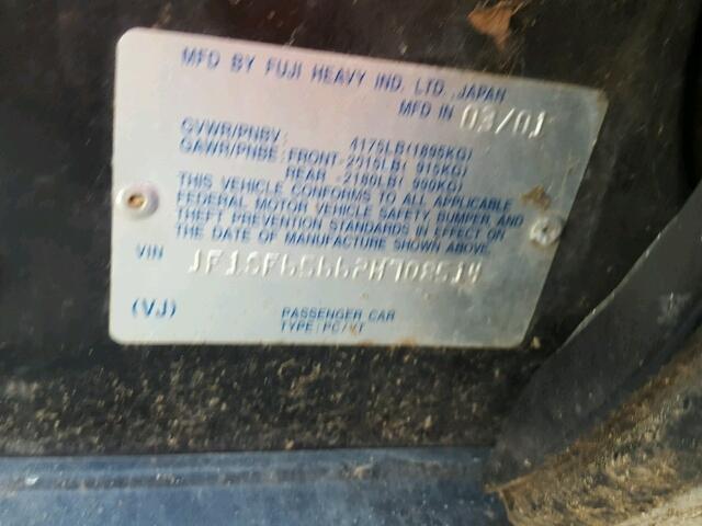 JF1SF65662H708514 - 2002 SUBARU FORESTER S 黑色 照片 10