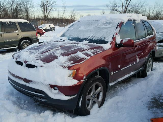 5UXFA53532LP36569 - 2002 BMW X5 3.0I BURGUNDY photo 2