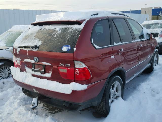 5UXFA53532LP36569 - 2002 BMW X5 3.0I BURGUNDY photo 4