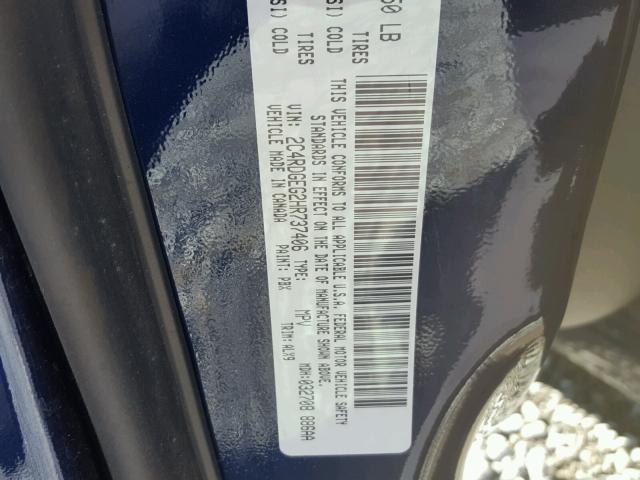 2C4RDGEG2HR737406 - 2017 DODGE GRAND CARA BLUE photo 10